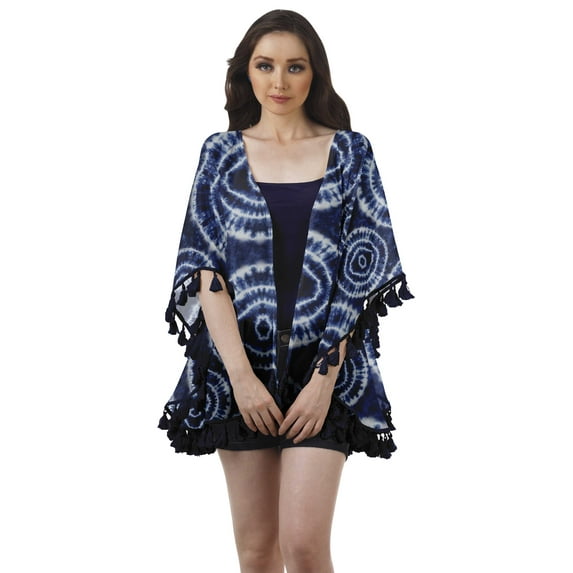 Moomaya Printed Beach Clothes For Women Tassel Shrug Swim Cover Up Cardigan