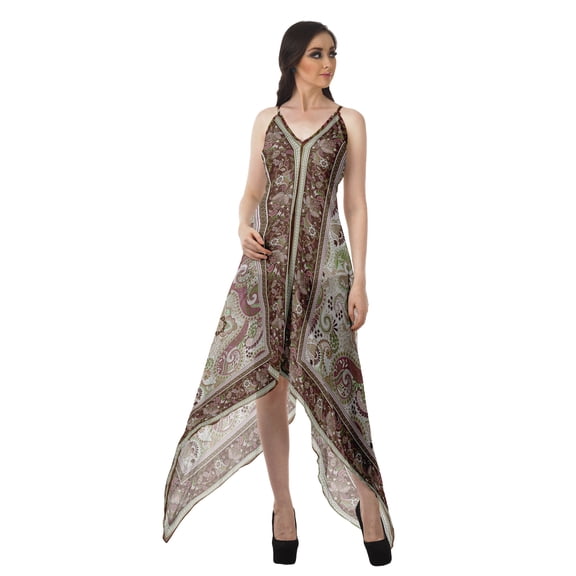 Moomaya Printed Boho Backless Dress Summer V Neck Halter Dresses Women