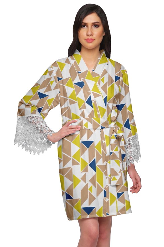 Printed Bridesmaid Robes Short Bride Getting Ready Dress Loungewear