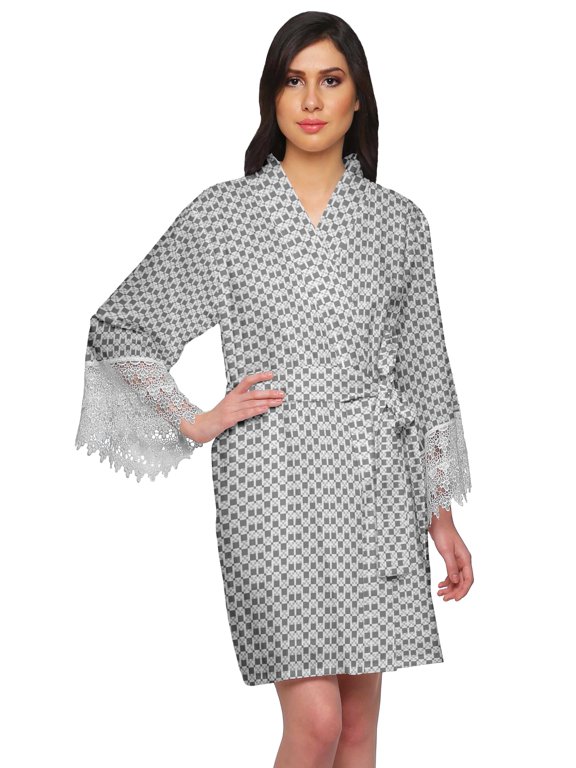Printed Bridesmaid Robes Short Bride Getting Ready Dress Loungewear