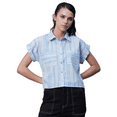 thumbnail image 1 of Moomaya Printed Button-Up Shirt For Women, Short Sleeve Collared Blouses With Pockets, 1 of 8