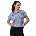 thumbnail image 1 of Moomaya Printed Button-Up Shirt For Women, Short Sleeve Collared Blouses With Pockets, 1 of 8