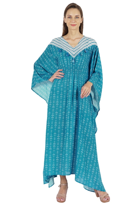 Printed Caftan Gown Maxi Dress For Women Beachwear Party Kimono Cover Up Kaftan