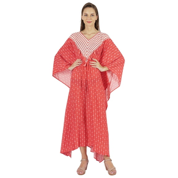 Moomaya Printed Caftan Gown Maxi Dress For Women Beachwear Party Kimono Cover Up Kaftan