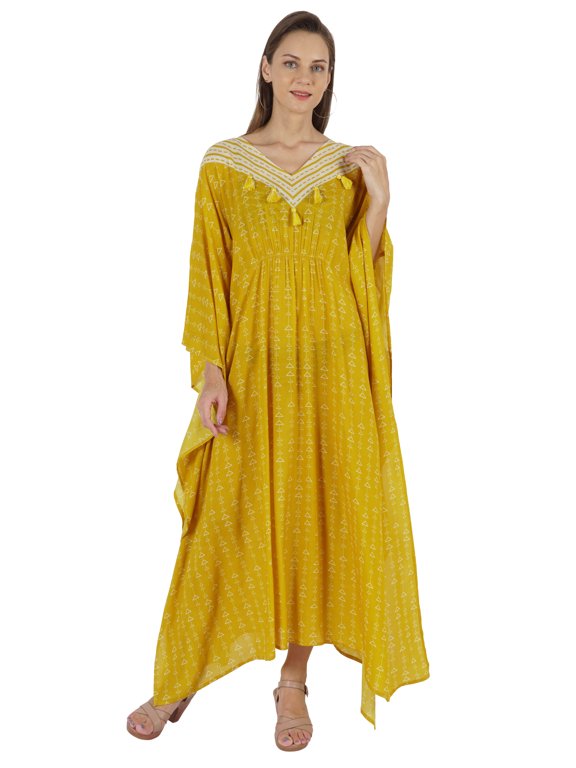 Printed Caftan Gown Maxi Dress For Women Beachwear Party Kimono Cover Up Kaftan