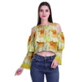 thumbnail image 1 of Moomaya Printed Casual Long Sleeve Tops Women Cold Shoulder Ruffle Sleeves Top, 1 of 5