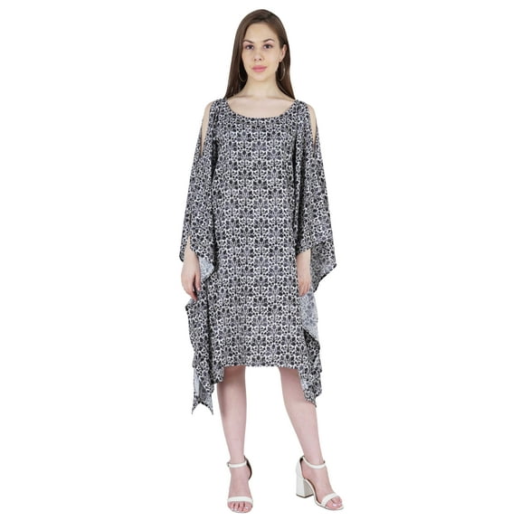 Moomaya Printed Cold Shoulder Kaftan Cover Up For Women Sundress Caftan Dress