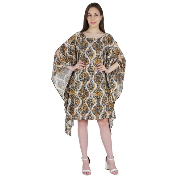 Moomaya Printed Cold Shoulder Kaftan Cover Up For Women Sundress Caftan Dress