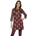 thumbnail image 1 of Moomaya Printed Collar Close Neck Mini Tunic Dresses For Women Clothing Wear, 1 of 5
