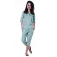 thumbnail image 1 of Moomaya Printed Cotton 3/4 Sleeve Shirt With Capri 2 Piece Nightwear Set Sleepwear For Womens, 1 of 7
