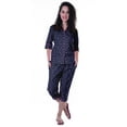 thumbnail image 1 of Moomaya Printed Cotton 3/4 Sleeve Shirt With Capri 2 Piece Nightwear Set Sleepwear For Womens, 1 of 7