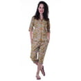 thumbnail image 1 of Moomaya Printed Cotton 3/4 Sleeve Shirt With Capri 2 Piece Nightwear Set Sleepwear For Womens, 1 of 7