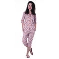 thumbnail image 1 of Moomaya Printed Cotton 3/4 Sleeve Shirt With Capri 2 Piece Nightwear Set Sleepwear For Womens, 1 of 7