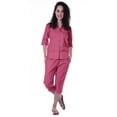 thumbnail image 1 of Moomaya Printed Cotton 3/4 Sleeve Shirt With Capri 2 Piece Nightwear Set Sleepwear For Womens, 1 of 7
