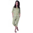 thumbnail image 1 of Moomaya Printed Cotton 3/4 Sleeve Shirt With Capri 2 Piece Nightwear Set Sleepwear For Womens, 1 of 7