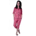 thumbnail image 1 of Moomaya Printed Cotton 3/4 Sleeve Shirt With Capri 2 Piece Nightwear Set Sleepwear For Womens, 1 of 7