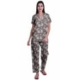 thumbnail image 1 of Moomaya Printed Cotton Shirt Pajamas Notch Collar Sleepwear WoMen's Pajama Set, 1 of 6
