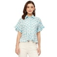 thumbnail image 1 of Moomaya Printed Cotton Short Sleeve Peplum Top - Shirt Collar, Chic Top, 1 of 9