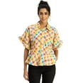 thumbnail image 1 of Moomaya Printed Cotton Short Sleeve Peplum Top - Shirt Collar, Chic Top, 1 of 9