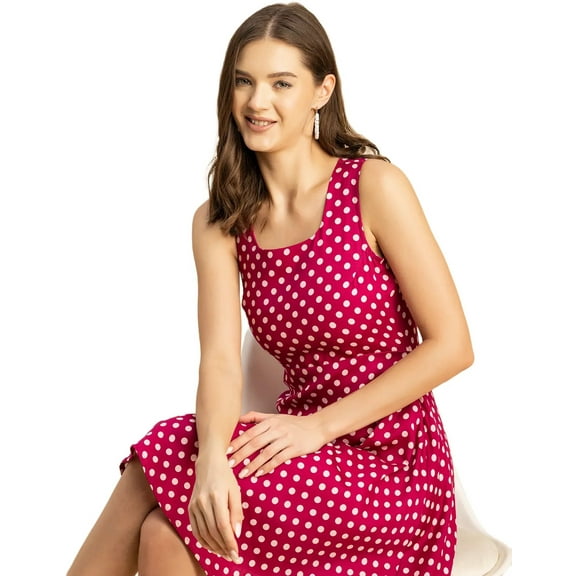 Moomaya Printed Cotton Sleeveless Fit And Flare Dress - Women's Summer Dress