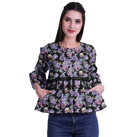 Moomaya Printed Cotton Summer Wear Top Flared Hem Boho Tops Casual Loose Blouses