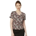 thumbnail image 1 of Moomaya Printed Cotton Tops For Women V Neck Short Puff Sleeve Regular Fit Top, 1 of 8