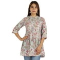 thumbnail image 1 of Moomaya Printed Cotton Tunic Top For WoMen's Mandarin Collar Ethnic Wear Pin Tuck Kurti, 1 of 7