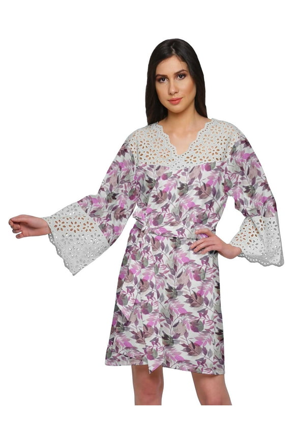 Printed Cotton Venice Lace Bridesmaid Robe Short Robes For Women