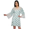 thumbnail image 1 of Moomaya Printed Cotton Venice Lace Bridesmaid Robe Short Robes For Women, 1 of 6