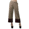 thumbnail image 1 of Moomaya Printed Elastic Waist Wide Leg Lace Palazzo Pants With Lace Casual Cotton Bottoms, 1 of 1