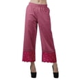 thumbnail image 1 of Moomaya Printed Elastic Waist Wide Leg Lace Palazzo Pants With Lace Casual Cotton Bottoms, 1 of 1