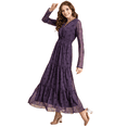 thumbnail image 1 of Moomaya Printed Flared Maxi Dress For Women, V-Neck Long Sleeve, Chiffon Maxi Dress, 1 of 9