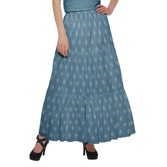 Moomaya Printed Flared Skirts For Women Long Length Casual Wear Summer Clothing
