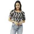 thumbnail image 1 of Moomaya Printed Flotter Sleeves Top For Women, Short Sleeve Smocked Crop Top, 1 of 1
