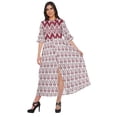 thumbnail image 1 of Moomaya Printed Front Slit A-Line Kurtis For Women Short Sleeve Summer Kurta, 1 of 5