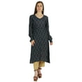 thumbnail image 1 of Moomaya Printed Full Sleeve A-Line Kurti For Women Crinkle Rayon Designer Indian Ethnic Blouse, 1 of 7