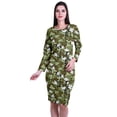 thumbnail image 1 of Moomaya Printed Full Sleeve Bodycon Dress for Women Scoop Neck Side Slit Casual Clothing, 1 of 8