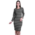 thumbnail image 1 of Moomaya Printed Full Sleeve Bodycon Dress for Women Scoop Neck Side Slit Casual Clothing, 1 of 8