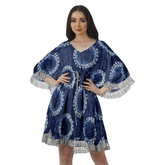 Moomaya Printed Georgette Sun Dresses Women Beach Hawaiian Mini Dresses Women