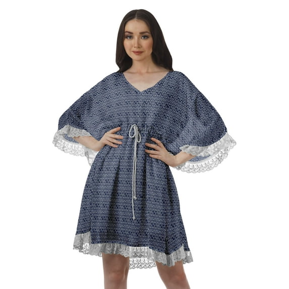 Moomaya Printed Georgette Sun Dresses Women Beach Hawaiian Mini Dresses Women