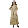 thumbnail image 1 of Moomaya Printed High Low Crop Top Kurti Palazzo Set Ethnic Indian Clothing Set For Womens, 1 of 9