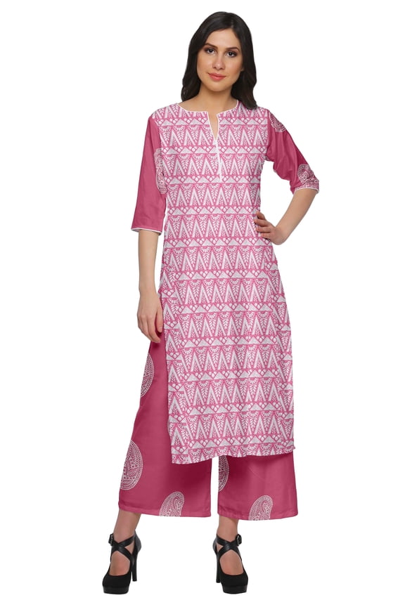 Printed Indian Palazzo Set Chanderi Women Ethnic Wear Plus Size