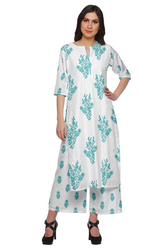 Printed Indian Palazzo Set Chanderi Women Ethnic Wear Plus Size