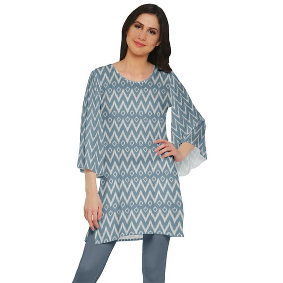 Moomaya Printed Indian Short Kurti Dress Poly Crepe Tunic Round Neck Mini Dress