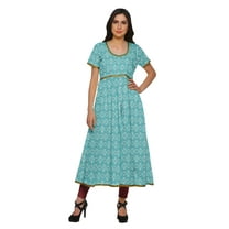 Moomaya Printed Indian Top Long Kurti Dress Cotton Tunic Dresses For Women