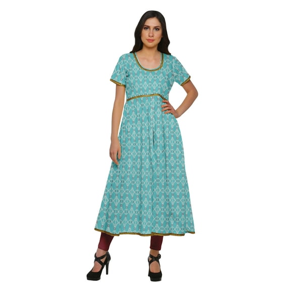 Moomaya Printed Indian Top Long Kurti Dress Cotton Tunic Dresses For Women