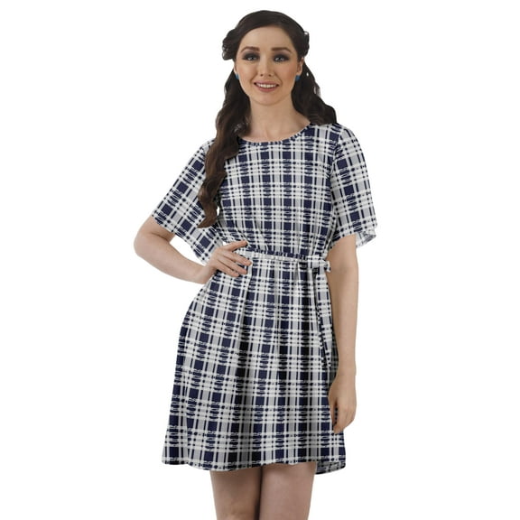 Moomaya Printed Jewel Neck A-Line Women Dress Casual Loose Bohemian Short Tunic