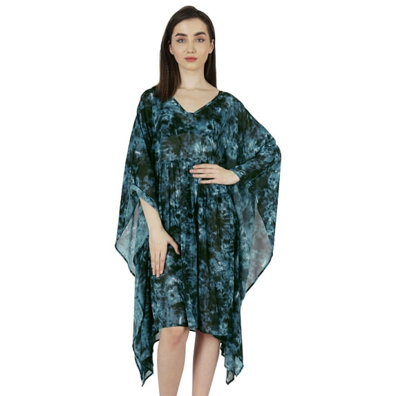 Moomaya Printed Kaftan For Womens Short Loose Kimono Beach Evening Loungewear Dress