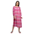 thumbnail image 1 of Moomaya Printed Knee Length Cotton Lace Border 3/4th Sleeve Night Gown For Women, 1 of 6