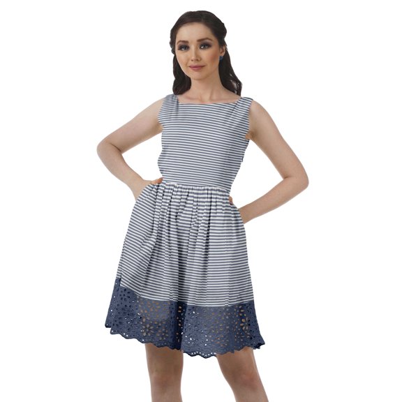 Moomaya Printed Lace Evening Mini Dress For Party Sleeveless Women Clothing